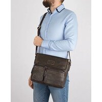 Мужская сумка Poshete 196-1260-6-DBW (коричневый) - Превью изображения №9 — Интернет-магазин Time-Shop