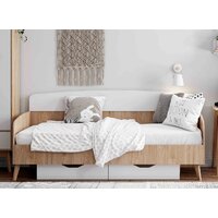 Кровать-тахта Мебельград Калгари 90x200 (дуб натуральный светлый/белый матовый) - Превью изображения №3 — Интернет-магазин Time-Shop