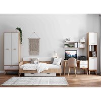 Кровать-тахта Мебельград Калгари 90x200 (дуб натуральный светлый/белый матовый) - Превью изображения №2 — Интернет-магазин Time-Shop