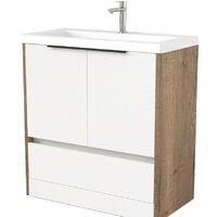 Дабер Тумба под умывальник 017 Тобага/Эридан 80 17.8Т.0.21Ч (дуб галифакс/белый/ручка черная)