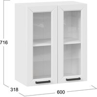 Шкаф навесной Трия Лорас 1В6С (белый/холст белый) - Превью изображения №3 — Интернет-магазин Time-Shop