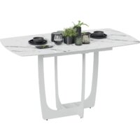 Кухонный стол Трия Орфей (белый муар/стекло глянцевое белый мрамор) - Превью изображения №4 — Интернет-магазин Time-Shop