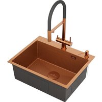 Кухонная мойка Roxen Snake 560220-60-BRS бронзовая/текстурная (с коландером и дозатором) - Превью изображения №7 — Интернет-магазин Time-Shop