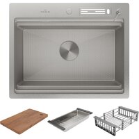 Кухонная мойка Roxen Stage 560250-60-S текстурный сатин (с держателем для ножей и аксессуарами) - Превью изображения №4 — Интернет-магазин Time-Shop