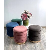 Пуфик M-City Фред 461MC04441 (велюр синий/золото) - Превью изображения №4 — Интернет-магазин Time-Shop