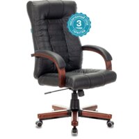 Офисное кресло Бюрократ KB-10WALNUT/B/LEATH (черный) - Превью изображения №2 — Интернет-магазин Time-Shop