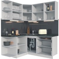 Кухонный модуль Интерлиния Мила Матте 1.5x1.7 А (белый/черный/дуб бунратти) - Превью изображения №2 — Интернет-магазин Time-Shop