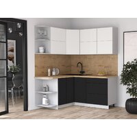 Кухонный модуль Интерлиния Мила Матте 1.5x1.7 А (белый/черный/дуб бунратти) - Превью изображения №3 — Интернет-магазин Time-Shop