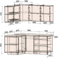 Кухонный модуль Интерлиния Мила Матте 1.5x1.7 А (белый/черный/дуб бунратти) - Превью изображения №6 — Интернет-магазин Time-Shop