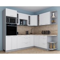 Готовая кухня Интерлиния Мила Gloss 1.88x2.4 правая (белый софт/белый софт/травертин серый) - Превью изображения №3 — Интернет-магазин Time-Shop
