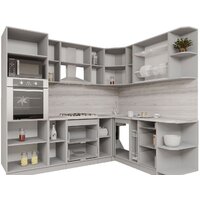 Готовая кухня Интерлиния Мила Gloss 1.88x2.4 правая (белый софт/белый софт/травертин серый) - Превью изображения №2 — Интернет-магазин Time-Shop