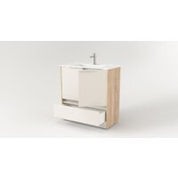  Дабер Тумба под умывальник 017 Тобага/Эридан 80 Т17.8Т.0.18Б (бежевый/дуб бардолино/ручка белая) - Превью изображения №2 — Интернет-магазин Time-Shop