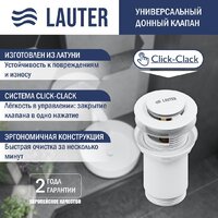 Умывальник Lauter 21493A + клапан 21190W + сифон 21635W (белый матовый) - Превью изображения №2 — Интернет-магазин Time-Shop