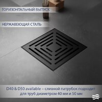 Трап/канал Lauter 2140062-L1MB 150x150 (черный матовый) - Превью изображения №2 — Интернет-магазин Time-Shop