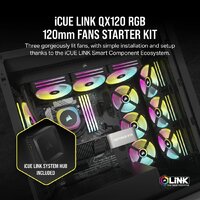 Комплект вентиляторов для корпуса с контроллером Corsair iCUE LINK QX120 RGB Triple Pack + Hub CO-9051002-WW - Превью изображения №2 — Интернет-магазин Time-Shop