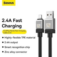 Кабель Baseus CoolPlay Series USB Type-A - Lightning (1 м, черный) - Превью изображения №13 — Интернет-магазин Time-Shop