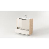  Дабер Тумба под умывальник 017 Тобага/Эридан 80 Т17.8Т.0.18Ч (бежевый/дуб бардолино/ручка черная) - Превью изображения №2 — Интернет-магазин Time-Shop