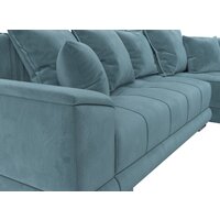 Угловой диван Лига диванов НордСтар правый 121106 (велюр бирюзовый/подушки велюр бирюзовый) - Превью изображения №3 — Интернет-магазин Time-Shop