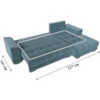 Угловой диван Лига диванов НордСтар правый 121106 (велюр бирюзовый/подушки велюр бирюзовый) - Превью изображения №9 — Интернет-магазин Time-Shop