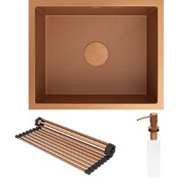 Кухонная мойка Roxen Uno 560210-54-BRS PVD бронзовая/текстурная (с ролл-матом и дозатором) - Превью изображения №6 — Интернет-магазин Time-Shop