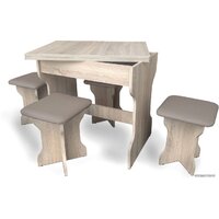 Обеденная группа Анмикс ЛДСП (дуб санома/кожзам капучино) - Превью изображения №3 — Интернет-магазин Time-Shop