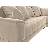 Угловой диван Лига диванов НордСтар правый 121105 (велюр бежевый/подушки велюр бежевый) - Превью изображения №3 — Интернет-магазин Time-Shop