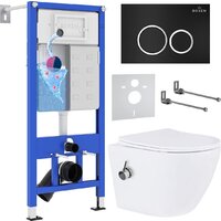 Унитаз подвесной Roxen Antares Bidet в комплекте с инсталляцией StounFix Dual Fresh 6 в 1 906342 (кнопка: черный матовый) - Превью изображения №2 — Интернет-магазин Time-Shop