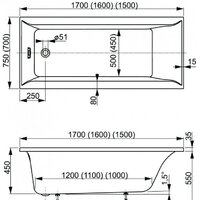 Ванна VagnerPlast Veronela 150x70 - Превью изображения №4 — Интернет-магазин Time-Shop