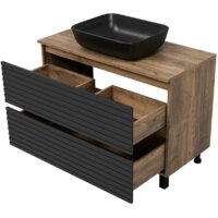  Brevita Тумба под умывальник Dakota DAK-07100-19/02-2Я (черный/темное дерево) - Превью изображения №4 — Интернет-магазин Time-Shop