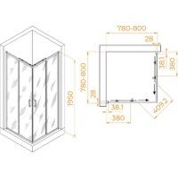 Душевой уголок RGW PA-39 03083988-11 80x80 (хром/прозрачное стекло) - Превью изображения №2 — Интернет-магазин Time-Shop