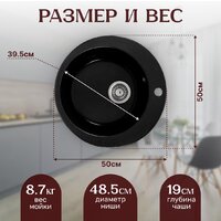 Кухонная мойка Saniteco Linea (оникс) - Превью изображения №5 — Интернет-магазин Time-Shop