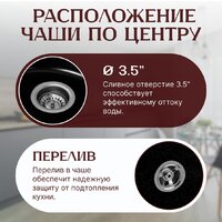 Кухонная мойка Saniteco Linea (оникс) - Превью изображения №3 — Интернет-магазин Time-Shop