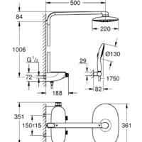 Душевая система  Grohe Rainshower System SmartControl 360 Mono 26361000 (хром) - Превью изображения №2 — Интернет-магазин Time-Shop