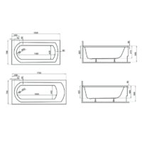 Ванна Polimat CLASSIC 150x70 с ножками - Превью изображения №2 — Интернет-магазин Time-Shop