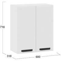 Шкаф навесной Трия Тиана 1В6 (белый/белый супермат) - Превью изображения №3 — Интернет-магазин Time-Shop