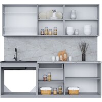 Готовая кухня Интерлиния Мила 22 (серебро/дуб веллингтон/белый гранит) - Превью изображения №2 — Интернет-магазин Time-Shop