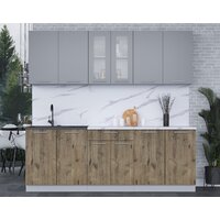 Готовая кухня Интерлиния Мила 22 (серебро/дуб веллингтон/белый гранит) - Превью изображения №3 — Интернет-магазин Time-Shop