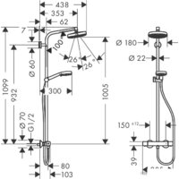 Душевая система  Hansgrohe Crometta 160 1jet Showerpipe (27264400) - Превью изображения №3 — Интернет-магазин Time-Shop