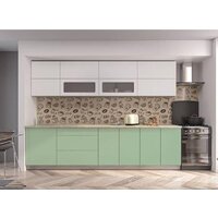 Готовая кухня Интерлиния Мила Матте 3.0 А (белый/мята/опал светлый) - Превью изображения №2 — Интернет-магазин Time-Shop