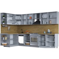 Готовая кухня Интерлиния Тренд 1.7x3.2 левая (луна/луна/бискайская сосна) - Превью изображения №3 — Интернет-магазин Time-Shop