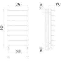 Полотенцесушитель TERMINUS Стандарт П8 500x800 нп (хром) - Превью изображения №3 — Интернет-магазин Time-Shop