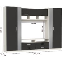 Стенка Олмеко Вена (белый/диамант серый/ДВПО белый) - Превью изображения №2 — Интернет-магазин Time-Shop