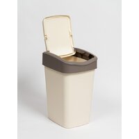 Комплект мусорных ведер Violet Tandem с подвижной крышкой 842826 (8шт, 20л, слоновая кость/шоколад) - Превью изображения №3 — Интернет-магазин Time-Shop