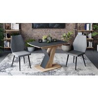 Кухонный стол Трия Гарда тип 1 (дуб крафт золото/стекло матовое черный графит) - Превью изображения №3 — Интернет-магазин Time-Shop