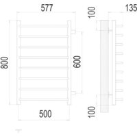 Полотенцесушитель TERMINUS Виктория П8 500x800 нп (хром) - Превью изображения №3 — Интернет-магазин Time-Shop