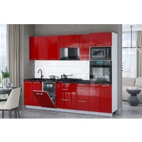 Готовая кухня Интерлиния Мила Gloss 2.65-ПМ3 (красный глянец/красный глянец/кастилло темный) - Превью изображения №2 — Интернет-магазин Time-Shop