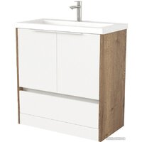 Дабер Тумба под умывальник 017 Тобага/Эридан 80 Т17.8Т.0.21Б ( дуб галифакс/белый/ручка белая)