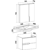  Runo Тумба с умывальником Стокгольм 70 + Como 70 (подвесная) - Превью изображения №6 — Интернет-магазин Time-Shop