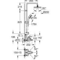 Душевая система  Grohe Tempesta Cosmopolitan 26305001 (хром) - Превью изображения №2 — Интернет-магазин Time-Shop