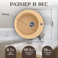 Кухонная мойка Saniteco Linea (песок) - Превью изображения №5 — Интернет-магазин Time-Shop